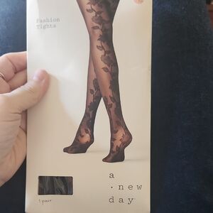 A New Day Black Sheer Floral Tights